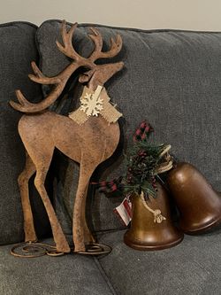 Christmas Decorations, Bell  And A Reindeer (Metal)