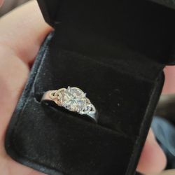 Sterling Silver And CZ Women's Size 10 1/2 Excellent Condition With Box