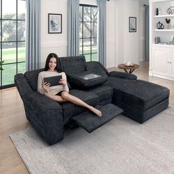 2Pc Reclining Sectional With Reclining Chaise