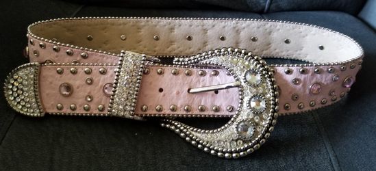 Christine Alexander Pink Western Studded Belt With Swarovski Crystals 