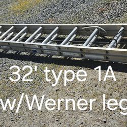 32' Werner aluminum ladder -type 1A(300#)-w/Werner single leg