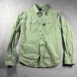 G-Star RAW Men’s Large Green Utility Button Up Pockets Casual Workwear #5A