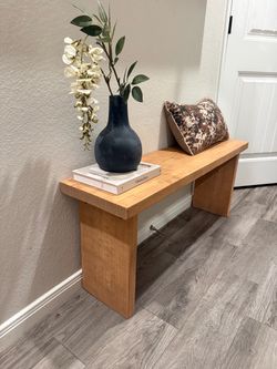 RH inspired custom wood bench/console