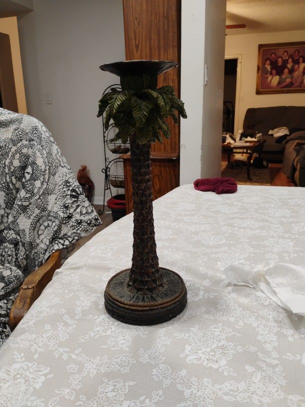 Vintage 80's Bill Blass Palm Tree Candles Pillar Taper Candle Holders