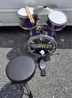 2014 Rare Teenage Mutant Ninja Turtles Junior Real Drum Kit with Drum Stool