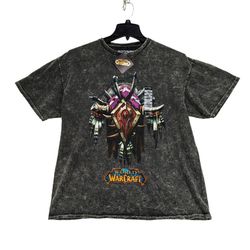 World Of Warcraft Horde Shield Mineral Wash Crew Neck Graphic T-Shirt Size L