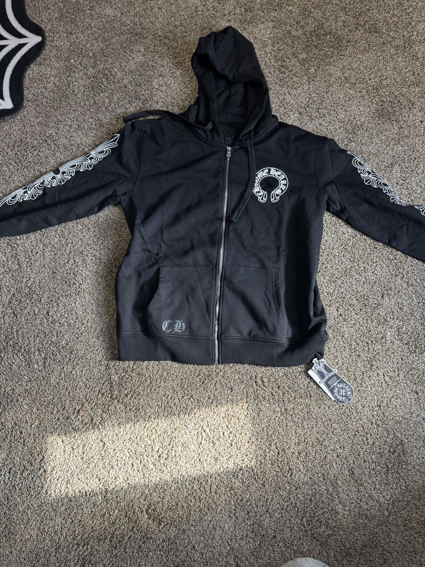 Black and White Chrome Heart Zipup