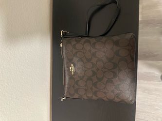 Coach Signature Brown & Black Crossbody Bag – Gold Hardware