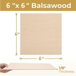 Basswood Sheets ,Unfinished Wood Pieces 20pcs 6 x 6 x 1/8 Inch,Plywood Board for Crafts for DIY Projects, Drawing, Painting, Laser, Wood Burning, Scho