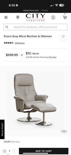 Evans Gray Micro Recliner & Ottoman