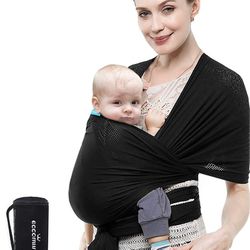 Baby Wrap Carrier, Eccomum Baby Sling Carrier for Infant up to 40 lbs, Original Stretchy Baby Sling, Hands-Free, Breathable Mesh, Lightweight, Softnes