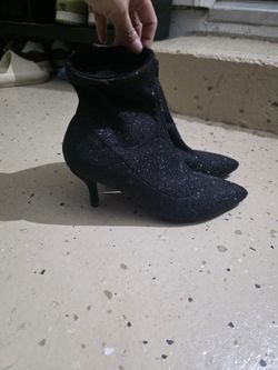 Black Sparkly Sock Boots 6.5-7