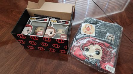Marvel Collector Corps Funko Pop Black Widow Bundle Box 2 Pops Shirt Etc. New