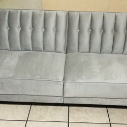 Luxury, Light, Gray, Soft, Velvet Futon