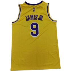 Los Angeles Lakers #9 Bronny James Jersey Yellow M-XL Size 