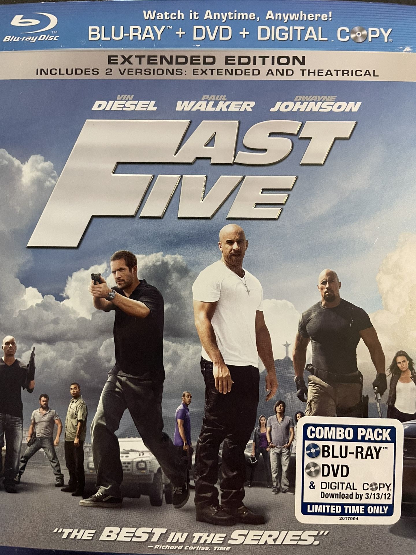FAST FIVE Extended Edition (Blu-Ray + DVD-2011) VIN Diesel + Paul Walker!