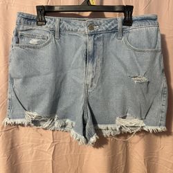 Hollister Extra High Rise Mom Jean Cut Off Shorts Size 14