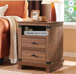 OKD Farmhouse 18" Nightstand with Charging Station, Rustic Metal Wood End Tables with Adjustable Shelves, Side Tables，Reclaimed Barnwood  179 70$