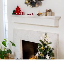 New 72 ” X 9” Fireplace Floating Pearl White Wood Mantel Wall Shelf Shelves Beam White