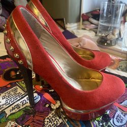 Paprika Platform Stiletto Heels Size: 8