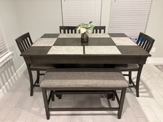 Dining Table Counter Height 4 Chairs & Bench for Sale