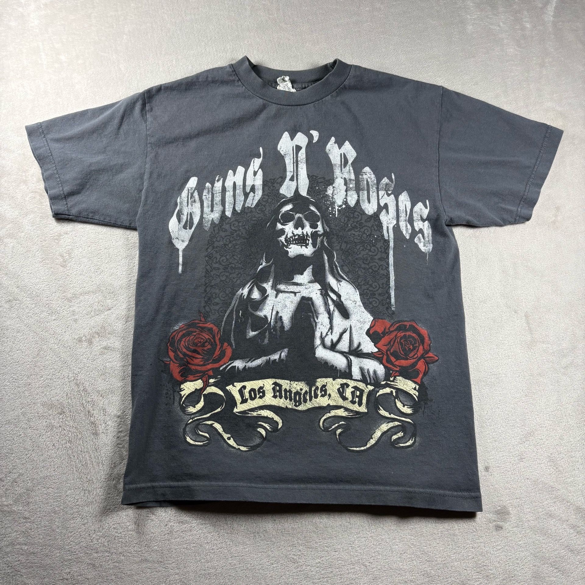 Guns N’ Roses Los Angeles Skeleton Skull Praying Y2K T Shirt #5A