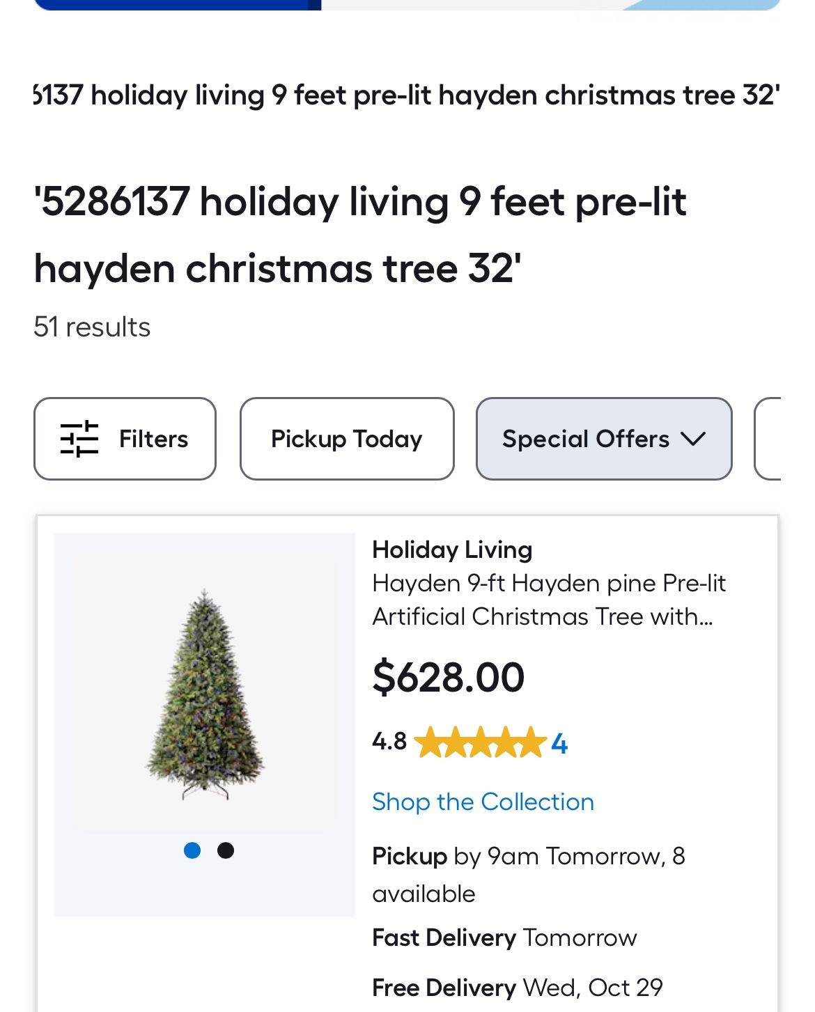 9ft. Pre Lit Christmas Tree.