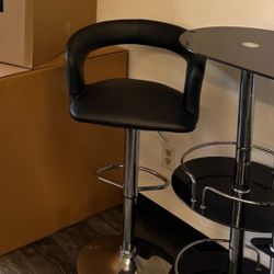 Counter High Swivel Chair- Faux Black Leather 
