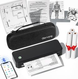 Gloryang Inkless Portable Printer for Travel, Wireless Thermal Printer Supports 8.5 x 11 Inch Thermal Paper, Bluetooth Machine Includes Carry Case and