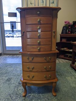 Wooden Jewelry Cabinet - 42.5 inches Tall - Used Good Condition