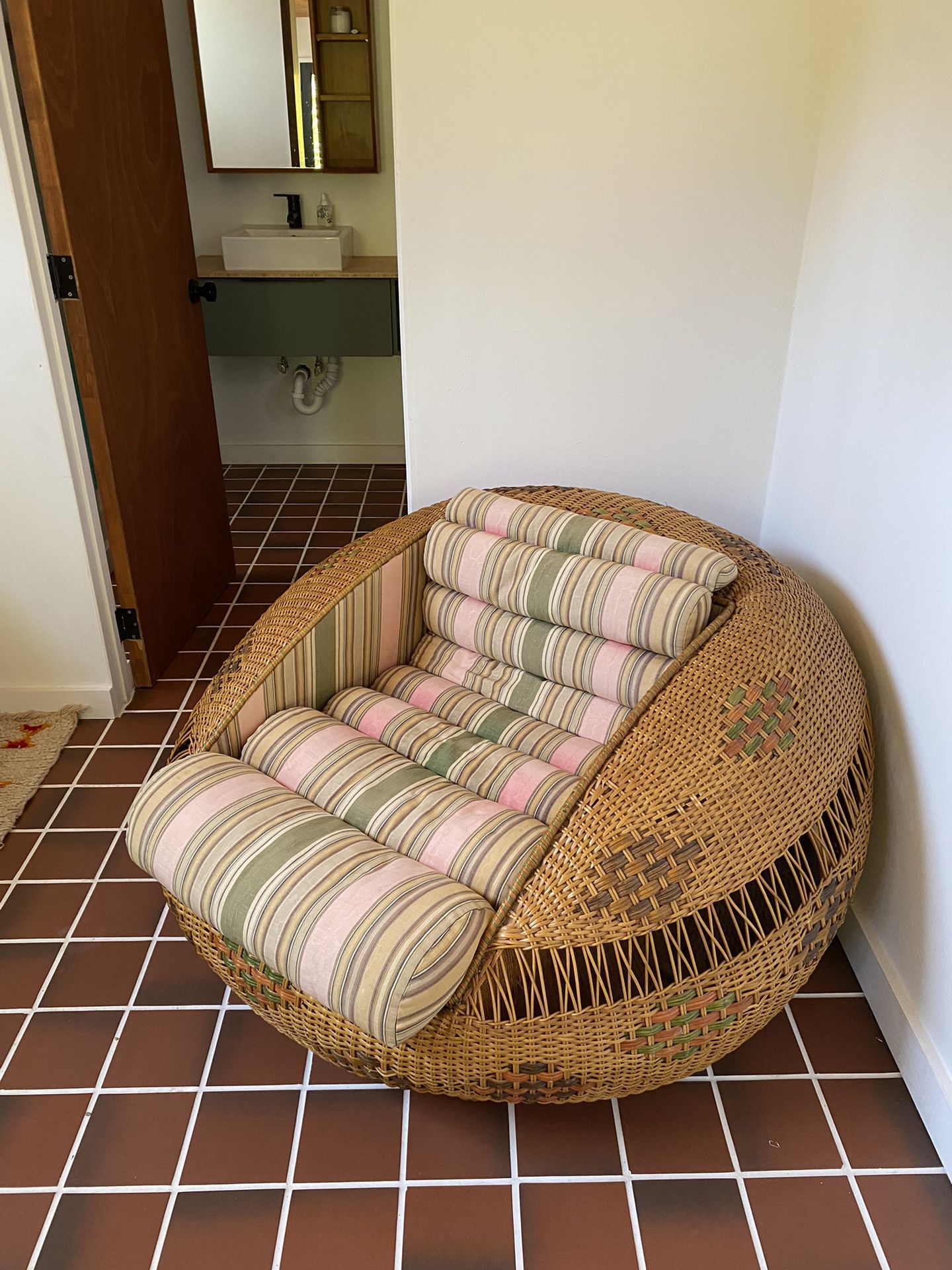 Rattan Lounge Chair Bulbous Vintage 