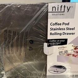NEW Nifty Coffee Pod Drawer – Stainless-Steel, Compatible with K-Cups, 36 Pod Pack Holder
