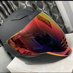 ICON Airflite Matte Black Full-Face Helmet w/ Dropdown Face Shield  Size L