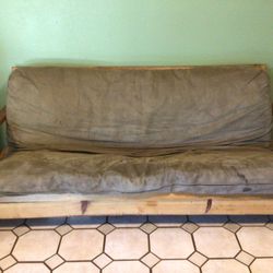 Tan Futon With Frame And Cover