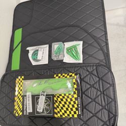 Car Mat Set- Brake Pad, Wheel Center, Tire Air, License Plate Cover With Free Stuff