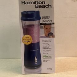 NIB Single Serve Portable Personal Blender W/ 14Onz BPA  Travel Cup & Lid Monaco Blue
