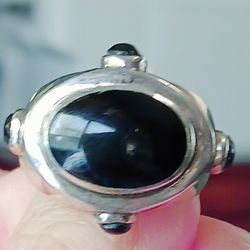 Men's 925 Silver Black Onyx Ring. Unique Setting And Very Well Made. Ring Is A Size 8