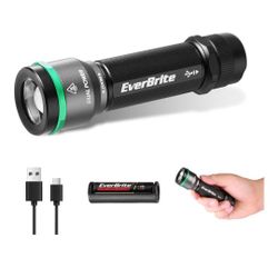 EverBrite 1000LM Small Flashlight, 5 Modes Zoomable Flash Light, Rechargeable Flashlights High Lumens, Dual Power Rechargeable or AA Battery, Pocket F