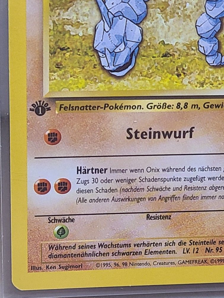 1999 Pokemon Base Set Onix 1st Edition German 56/102 GEM-MT for Sale in Marysville, WA - OfferUp 1999 Pokemon Base Set Onix 1st Edition German 56/102 GEM-MT for Sale in Marysville, WA - OfferUp