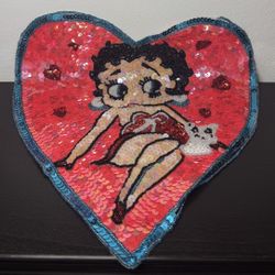 Vintage 1980s Betty Boop Sequin & Bead Patch Or Appliqué 