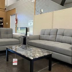 Gray Sofa and Loveseat 