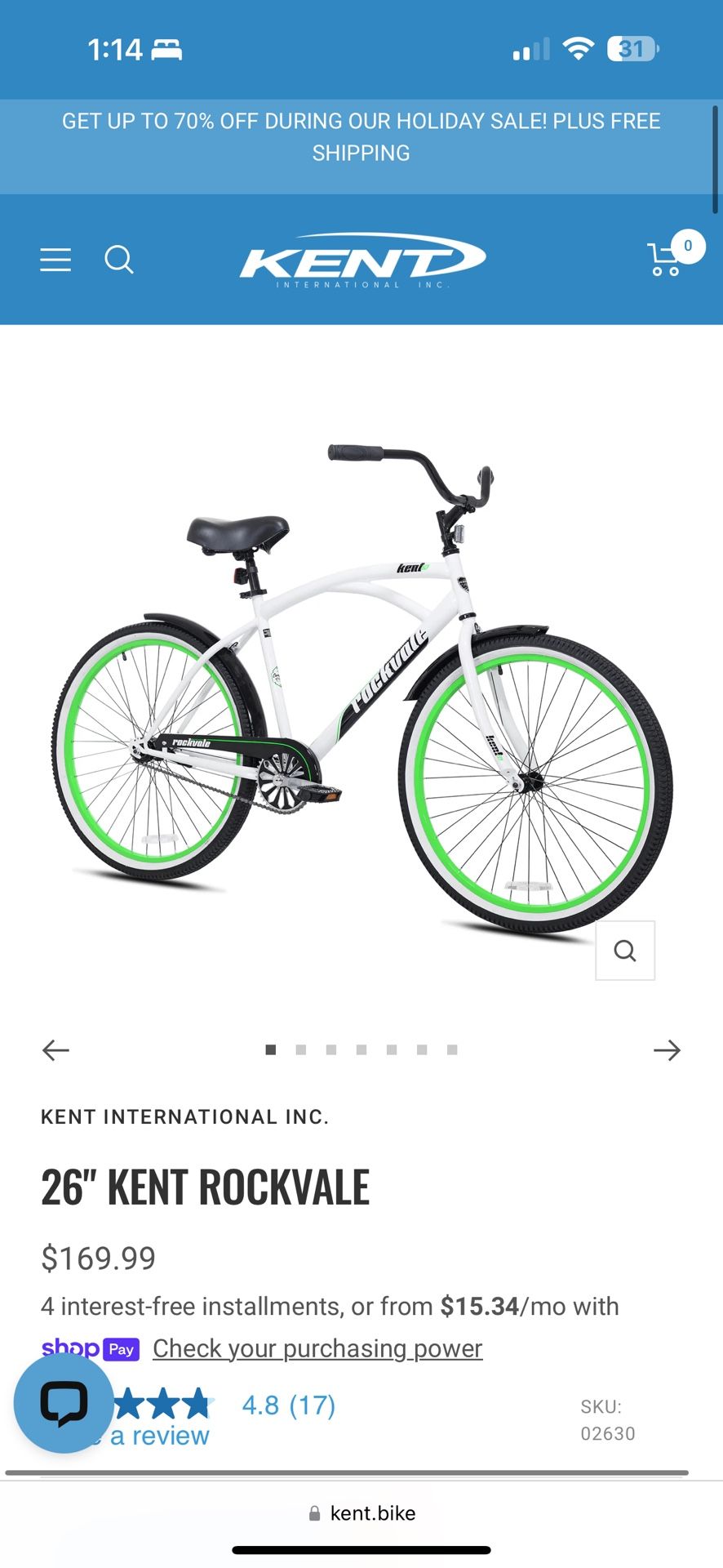 Brand New In Box Men’s Kent Rocvale Bicycle