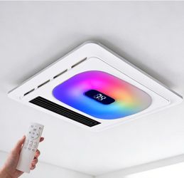 Plutoslove 5 In 1 Bathroom Exhaust Fan with Bluetooth, Nightlight, Heater 1800W, 180 CFM , Quiet 1.0 Sone, 3CCT & Nightlight, 2 Heat Levels, 7 RGB Mod