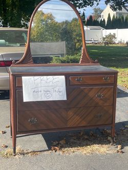 Union National stamped art deco waterfall dresser/mirror