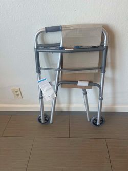Compass Health Folding Walker with Wheels