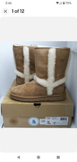 Ugg Australia Carter Brown Chestnut Shearling Boots Women's 7 in Box