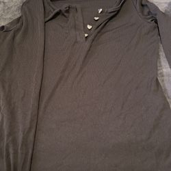 Nylon Black Long Sleeve W/hearts Buttons