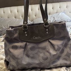 Authentic Coach Purse Gray And Pink