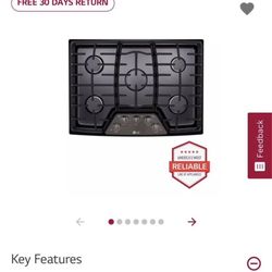 LG LCG3011ST 30” Black Steel Cooktop with Super Boil BRAND NEW