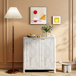 Modern Storage Cabinet, Fluted Sideboard Cabinet with Adjustable Shelves, Accent Buffet Cabinet with Storage, Multifunctional Console Cabinet for Livi